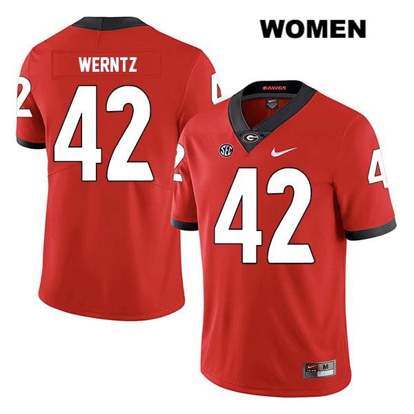 Georgia Bulldogs Women's Mitchell Werntz #42 NCAA Legend Authentic Red Nike Stitched College Football Jersey ZGM5856PX